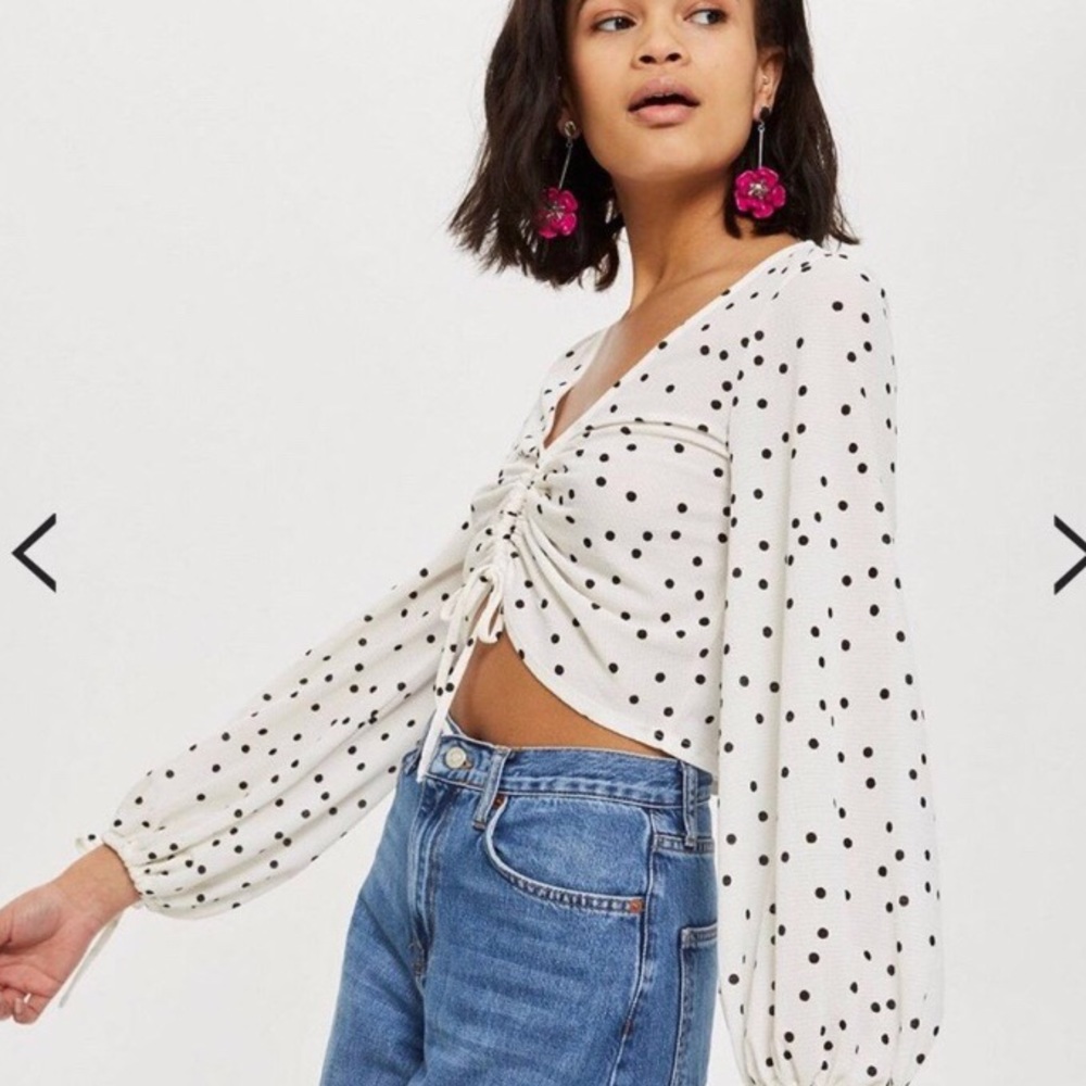 Top Shop White Polka Dot Blouse